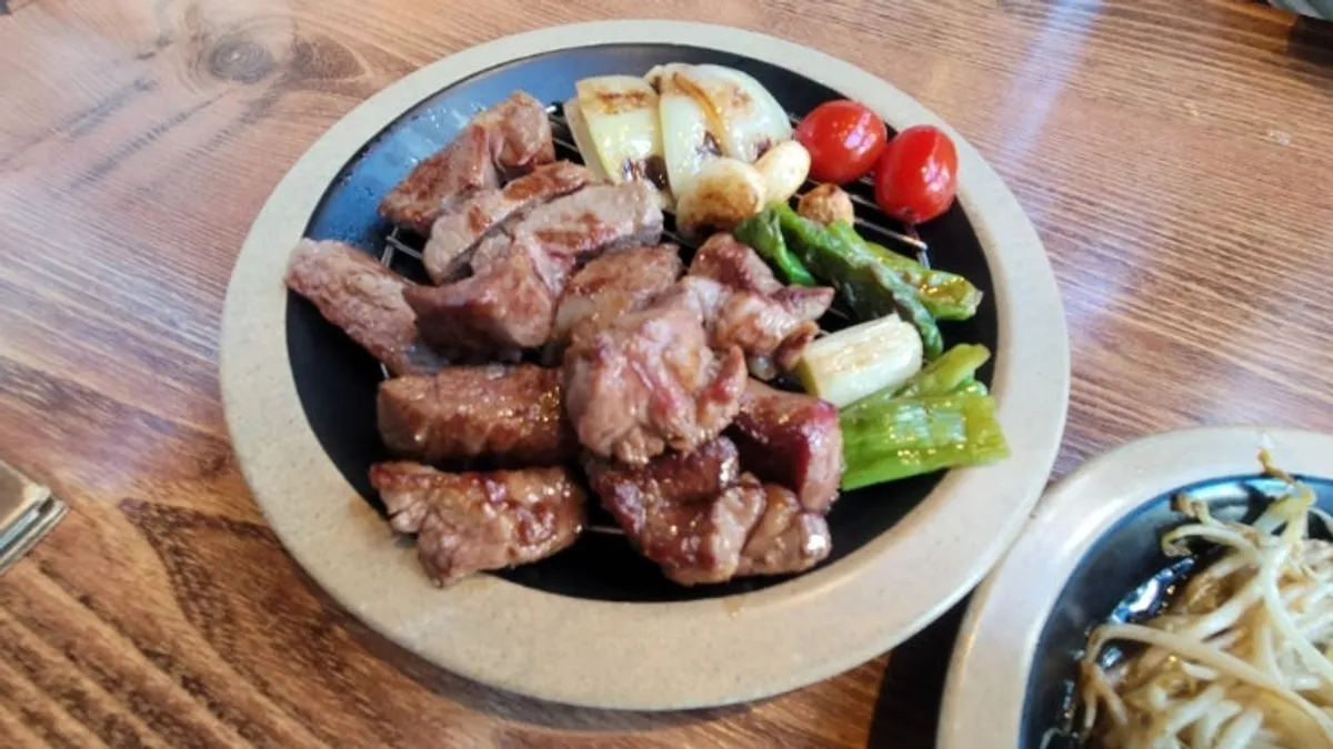 Plate of grilled French rack and lamb ribs