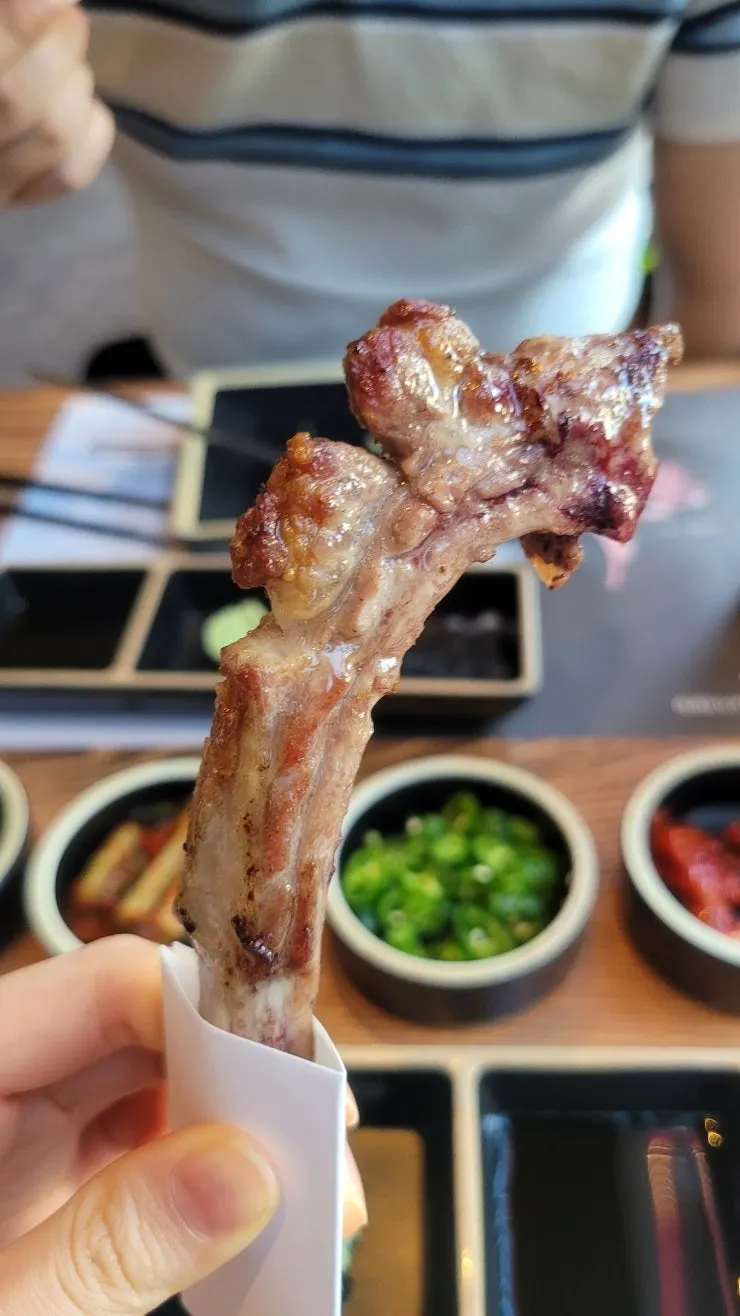 뼈 끝에 종이 손잡이를 끼운 프렌치렉