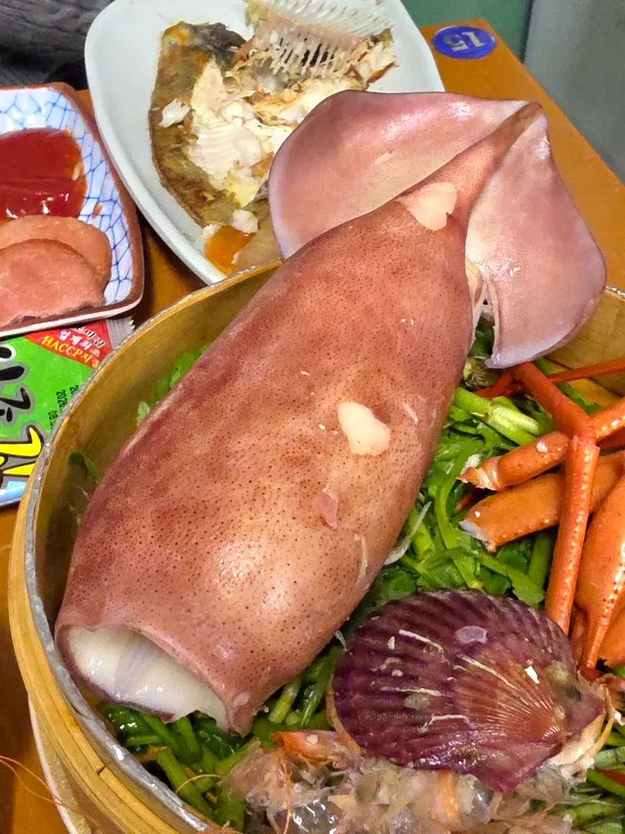 Cross-section of the giant pork cutlet showing thick meat