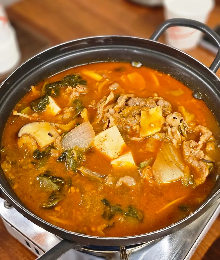 버섯추가한 진된장 고기듬뿍 된장찌개