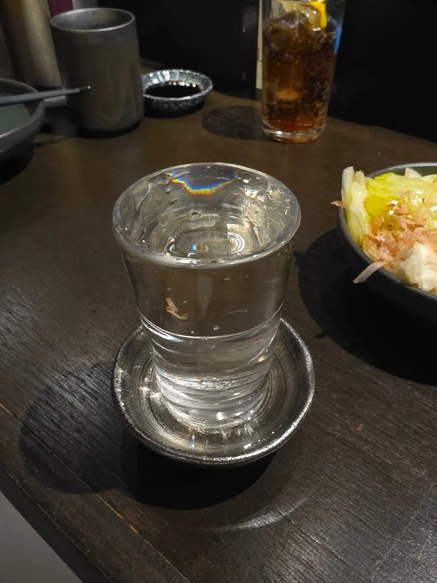 Soju poured to the brim at Jindoken