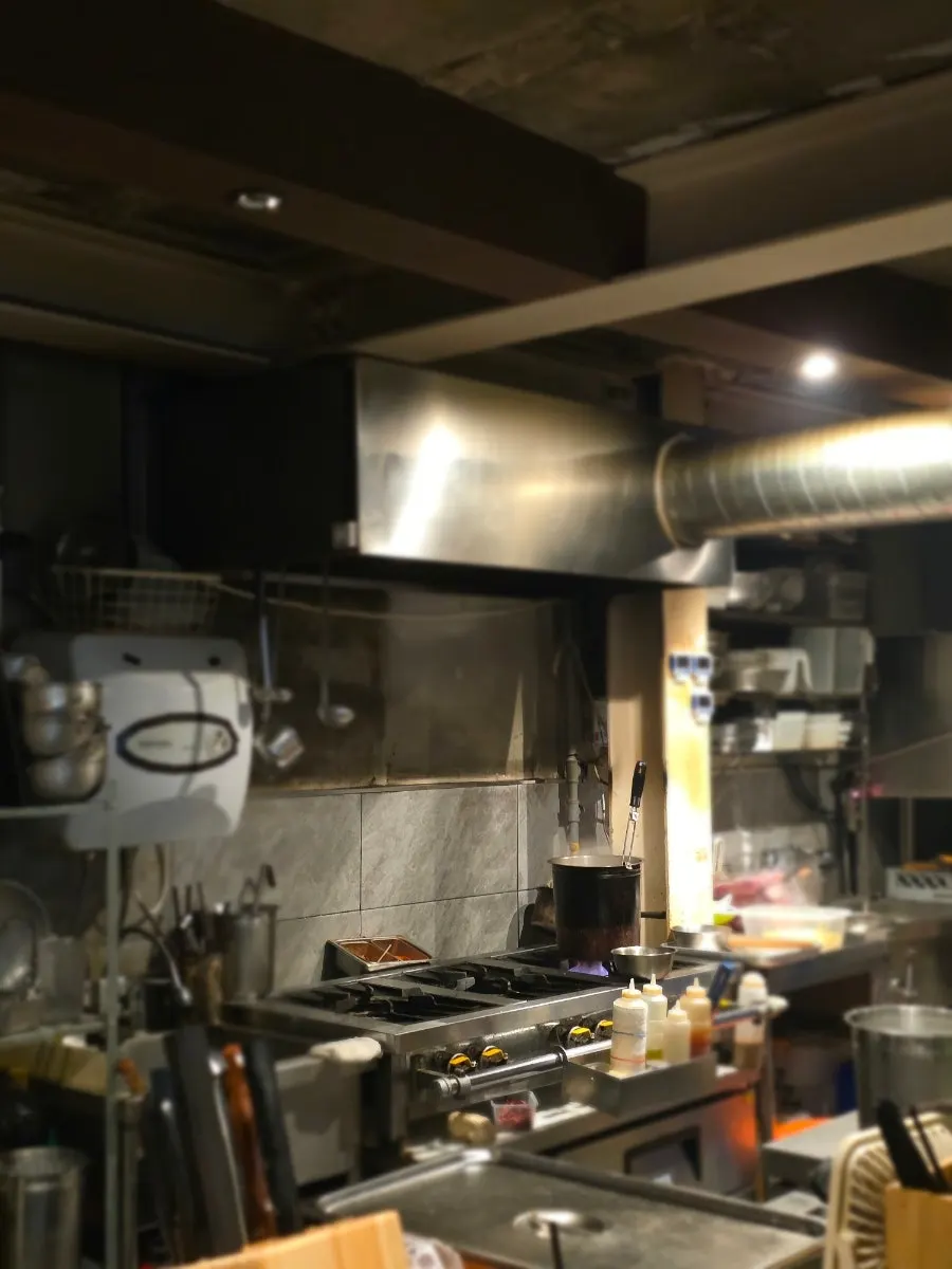 Cooking scene viewed from the counter seats