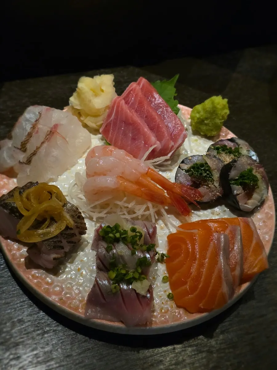 Glossy plate of aged sashimi