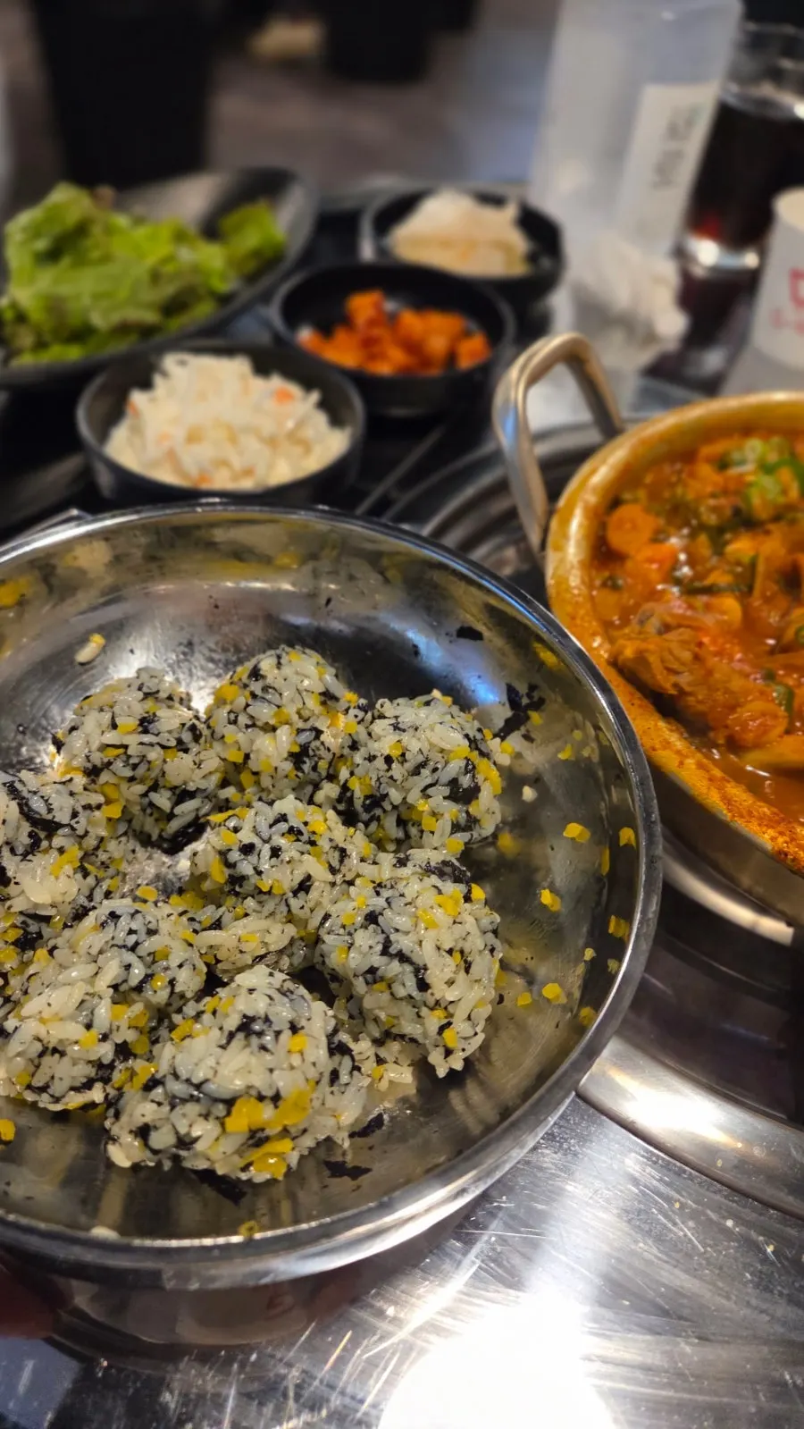 Steamed egg served alongside mini pork cutlets