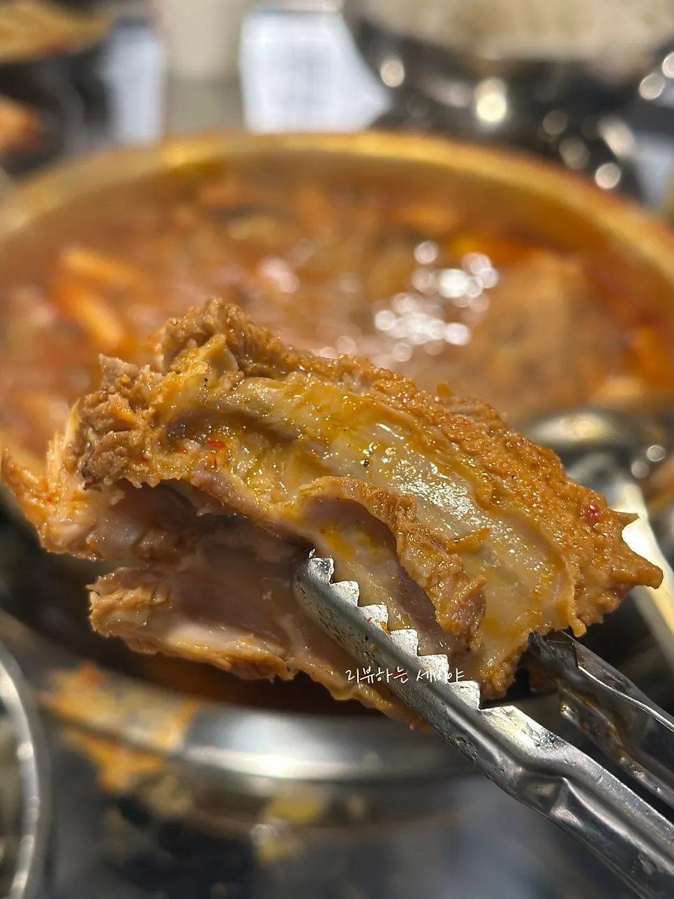 Close-up of the sauce-soaked braised ribs