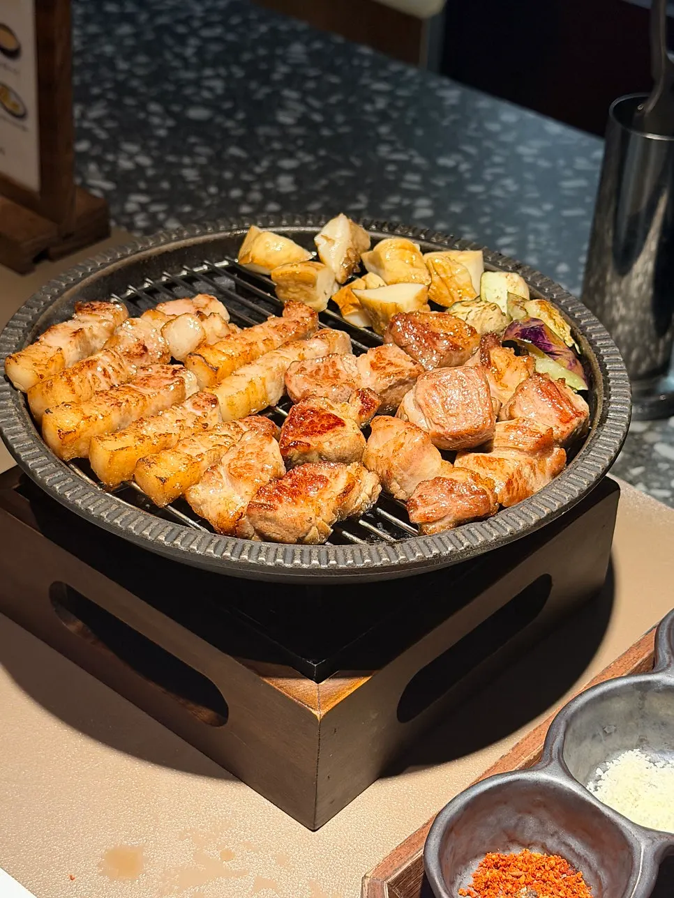 A full spread of side dishes at Anmin Jinhae