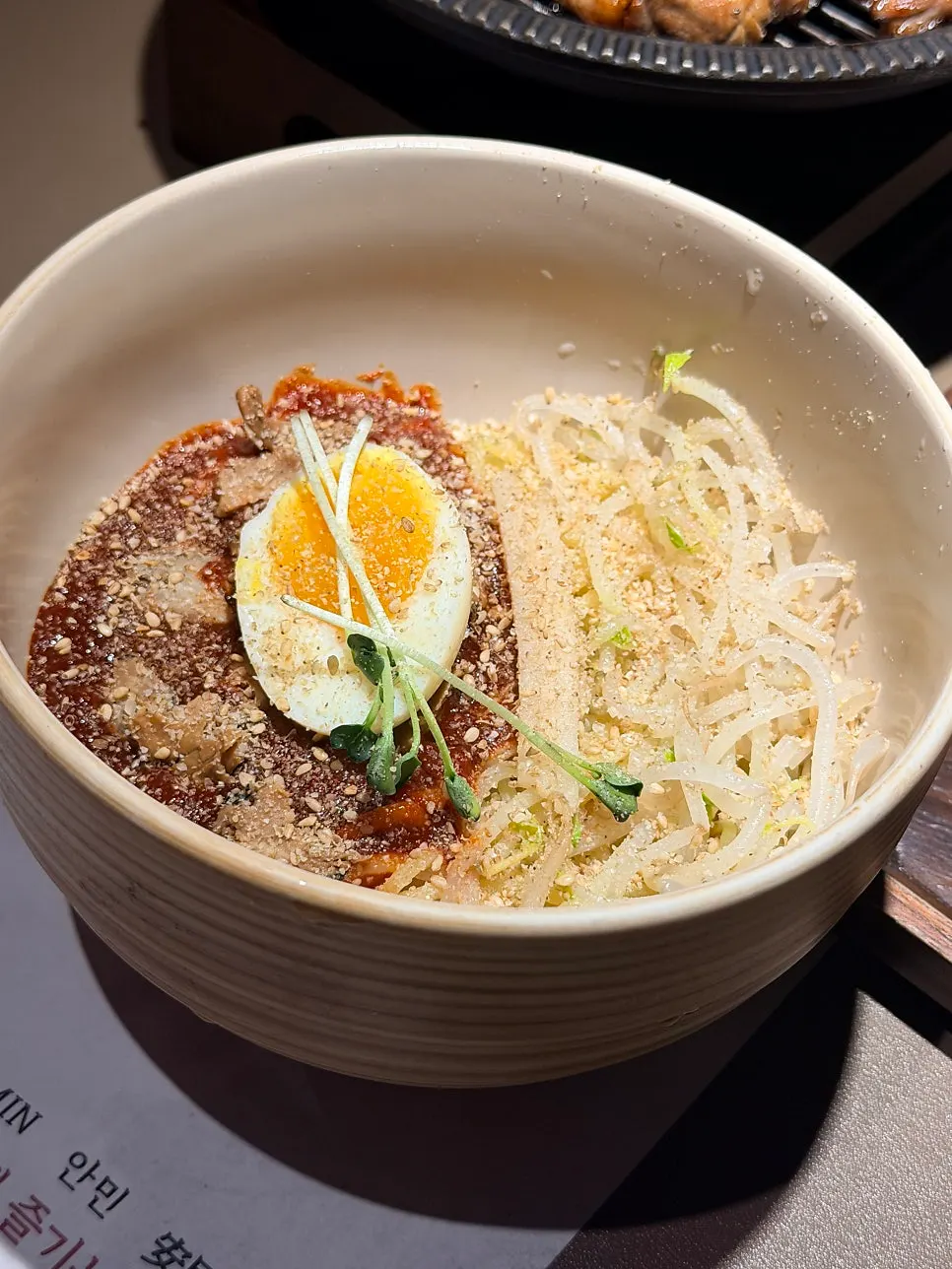 Fluffy steamed egg ordered alongside the meat