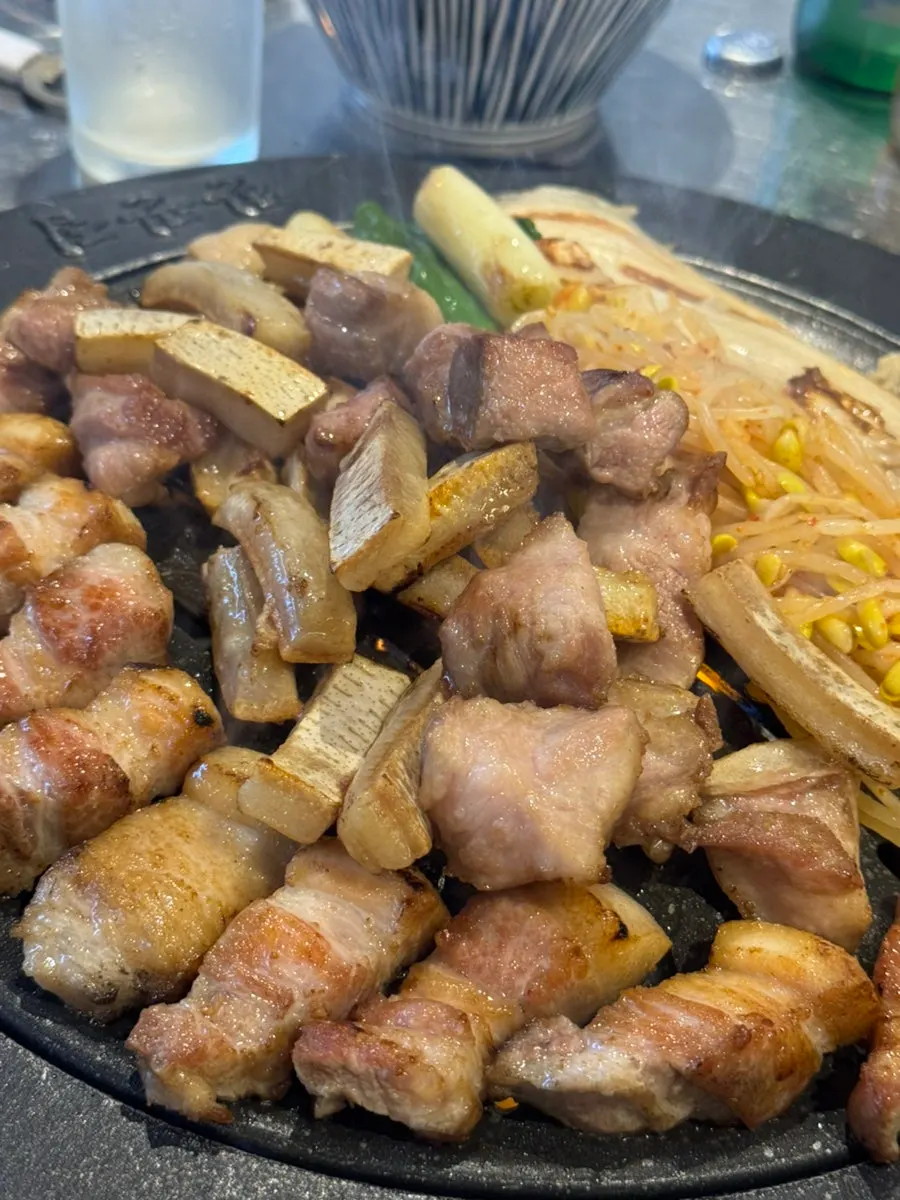 Close-up of the pre-grilled meat platter