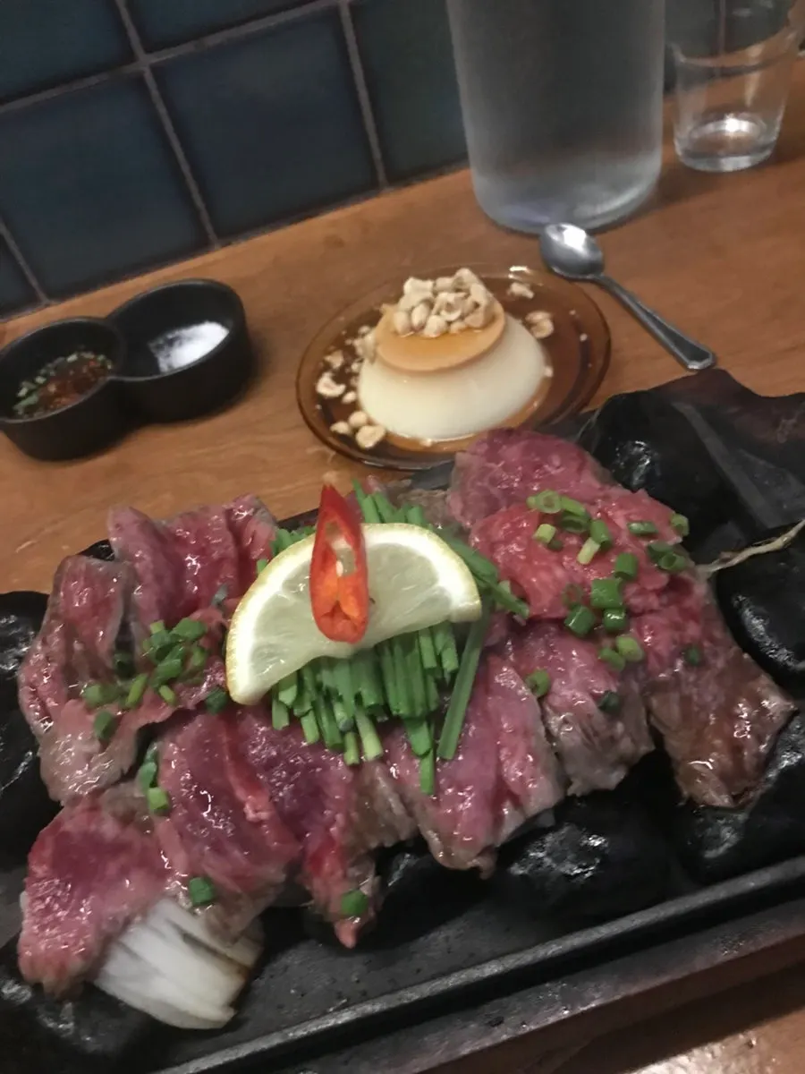 Oyat-ri maekbanseok plate tataki and pudding