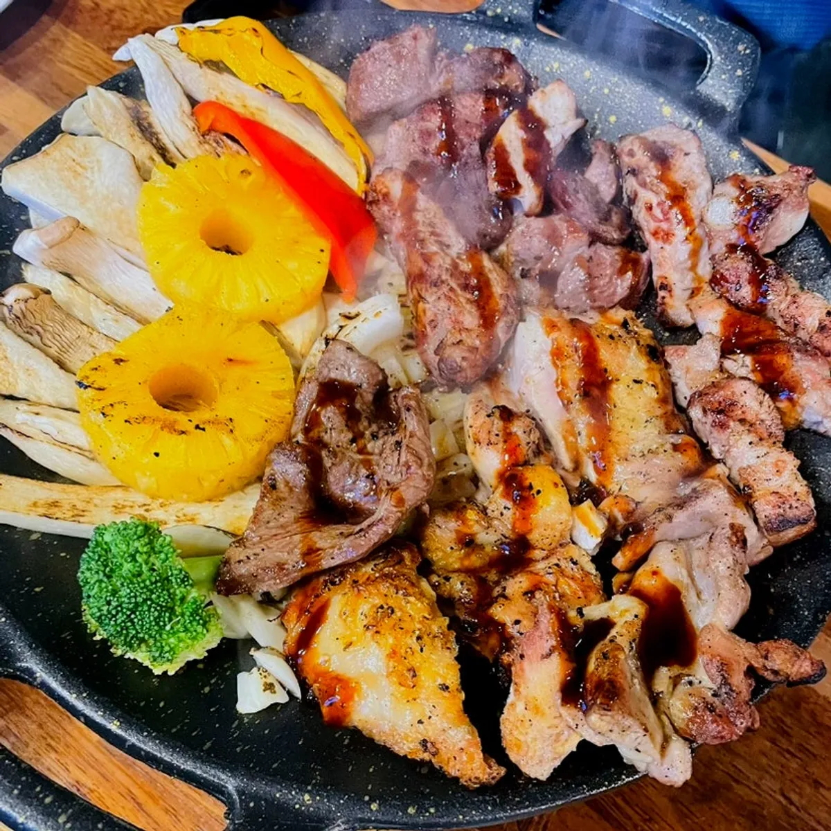 A full spread of Special Shashlik with extra meat