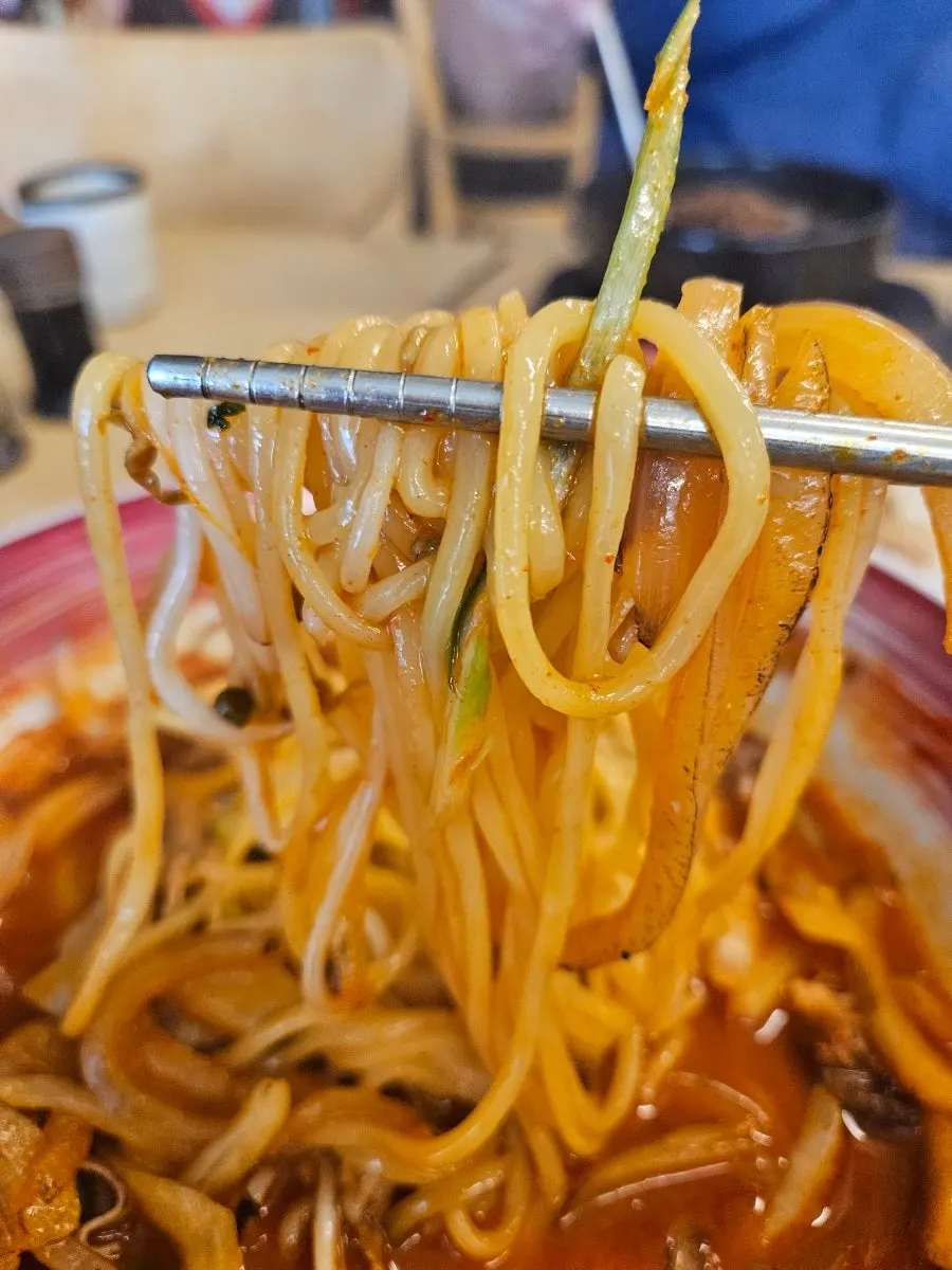 Chadolbagi brisket soaked in the jjamppong broth