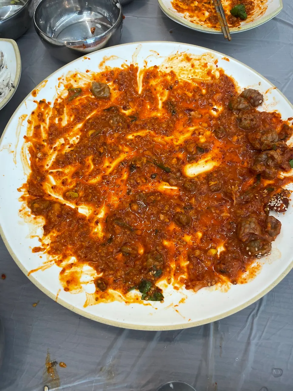 아구찜 양념이 잘 밴 우동사리
