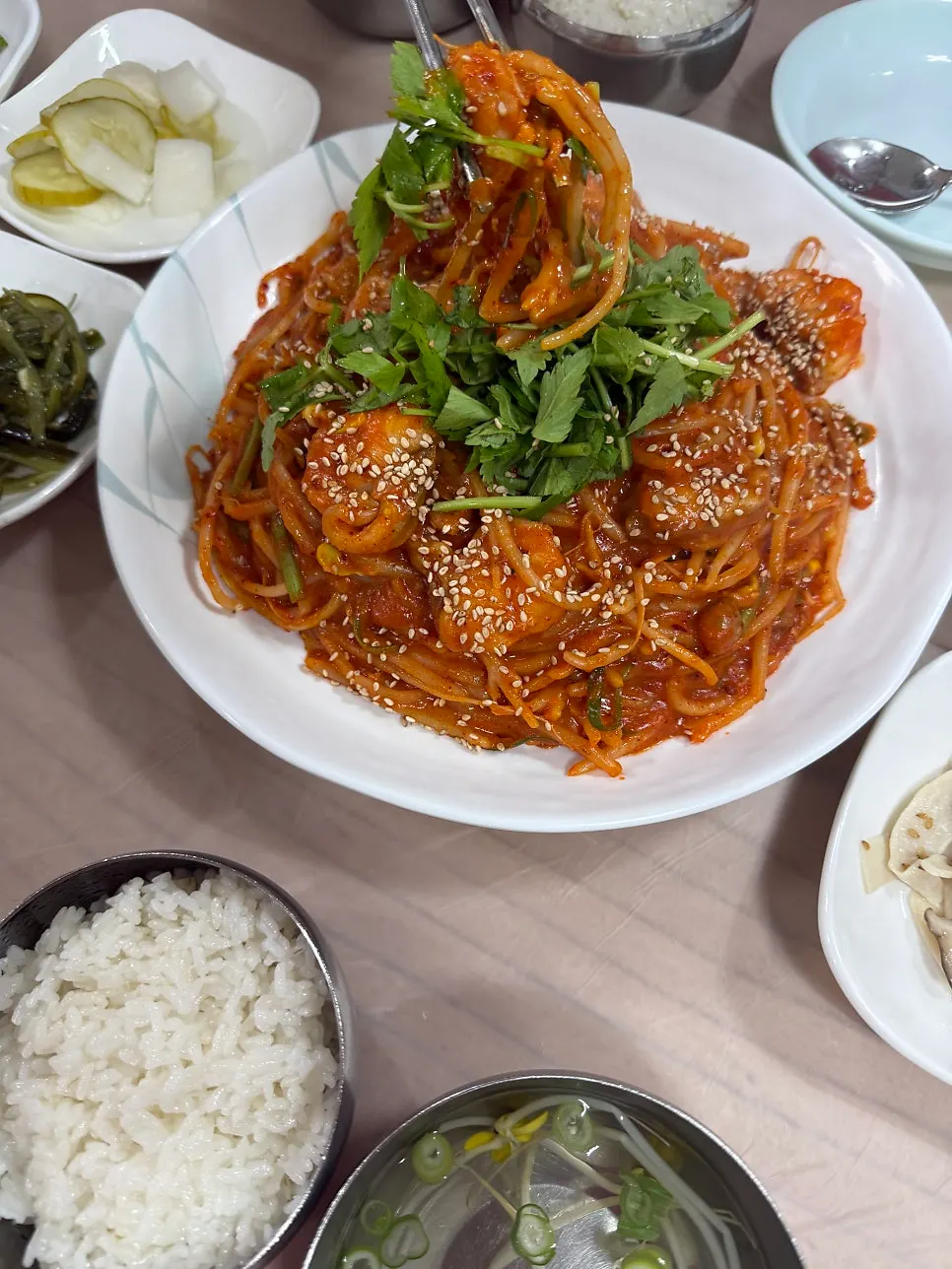 Close-up of agujjim coated in rich sauce