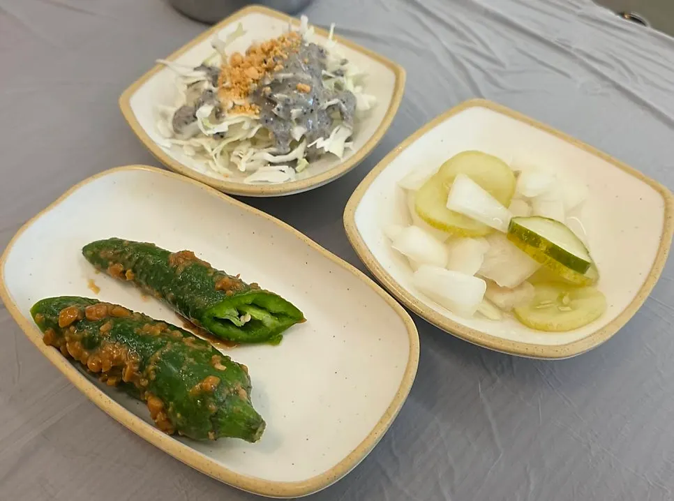Table set with basic side dishes at Jjimgoeul Gajwa Branch