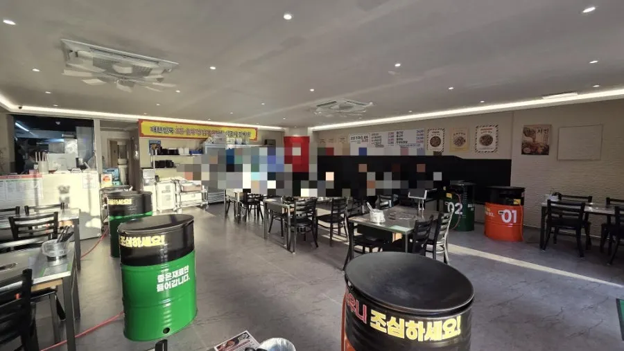 View of the restaurant's spaced-out tables