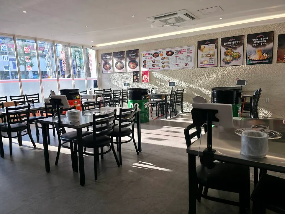 Table seating inside the restaurant