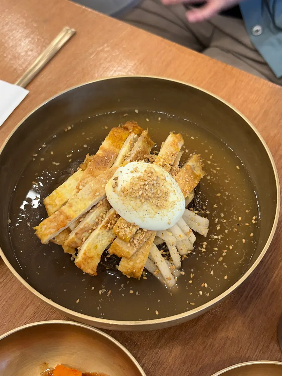 Close-up of the bibim-naengmyeon noodles