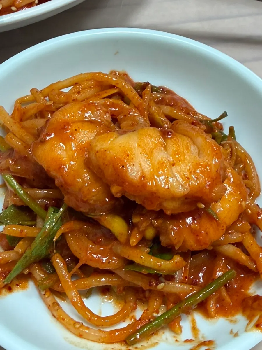 Close-up of plump boneless angler fish meat