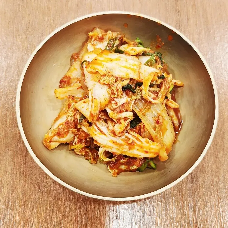 Napa cabbage kimchi served as a side dish