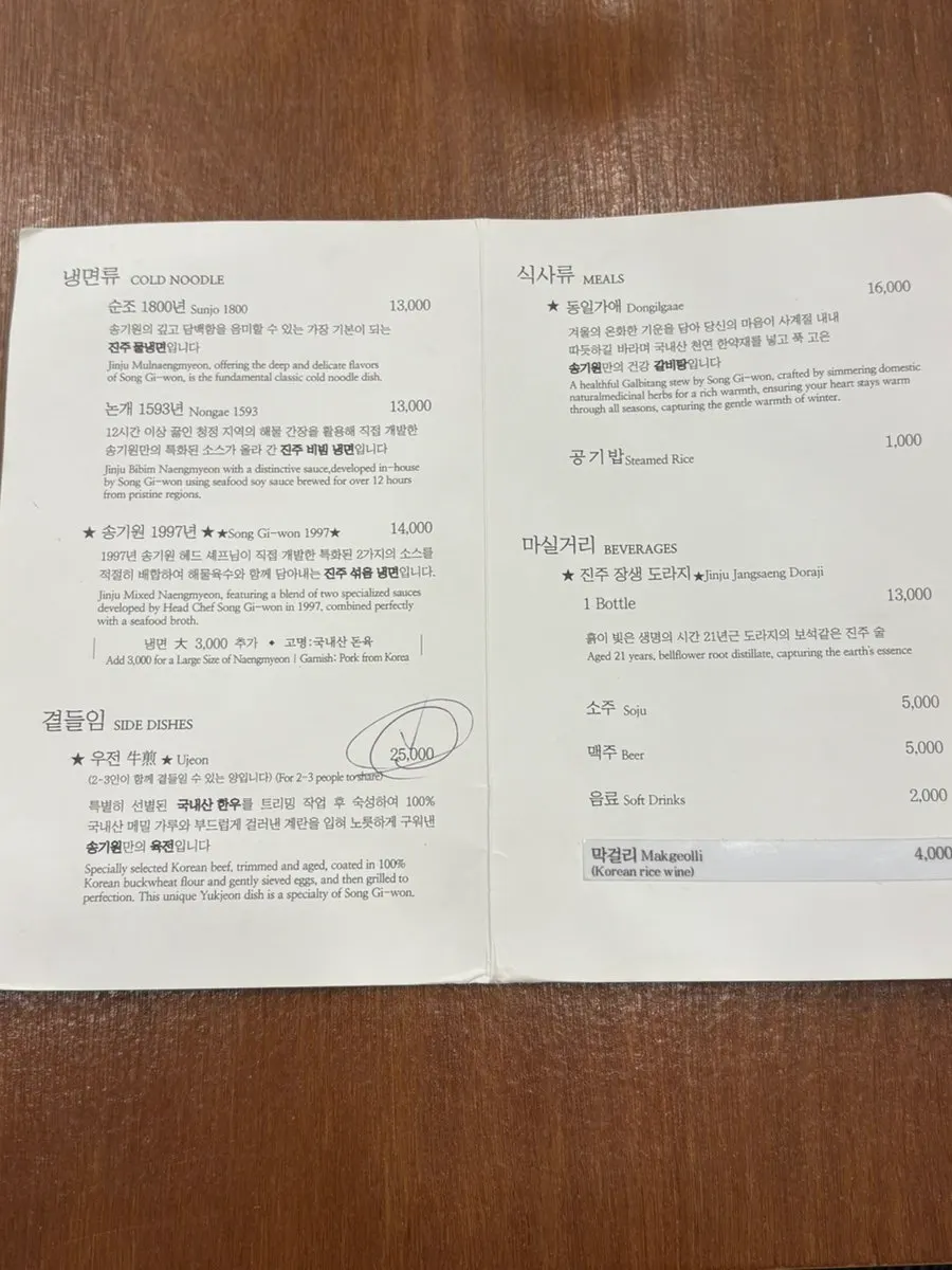 Mul-naengmyeon and yukjeon order