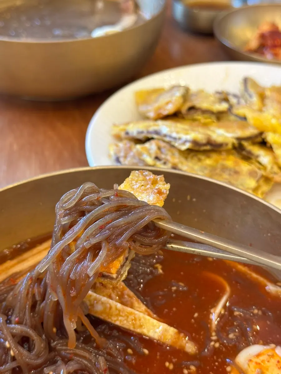 Chewy, springy house-made mixed noodle strands