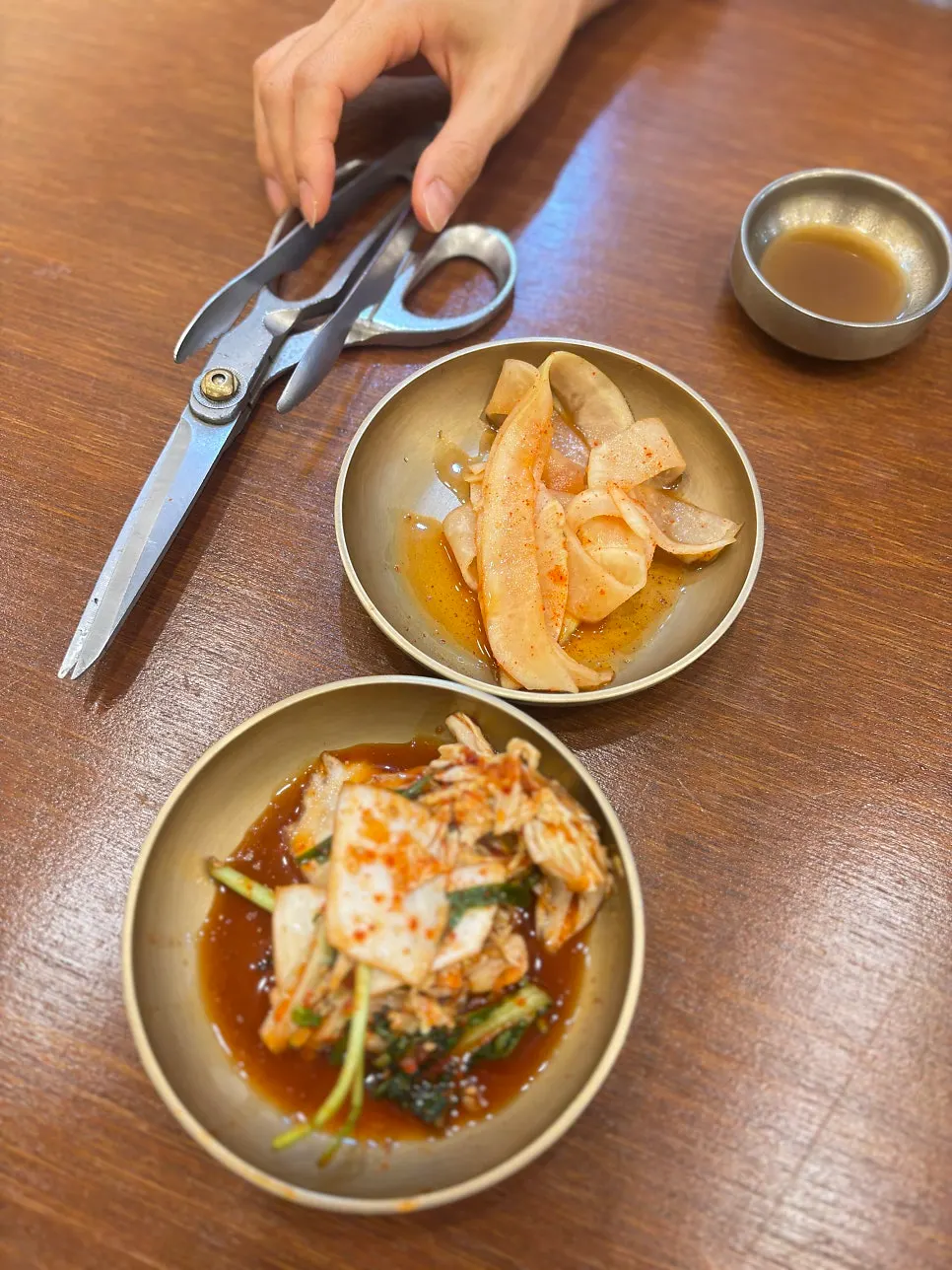 A plate of refillable side dishes