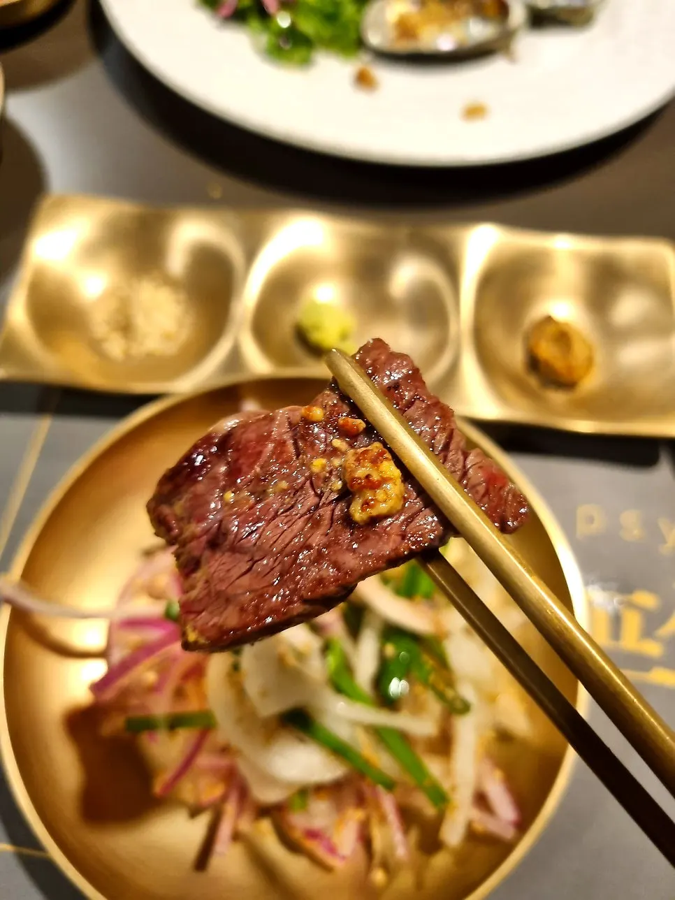 Golden-grilled butter abalone up close