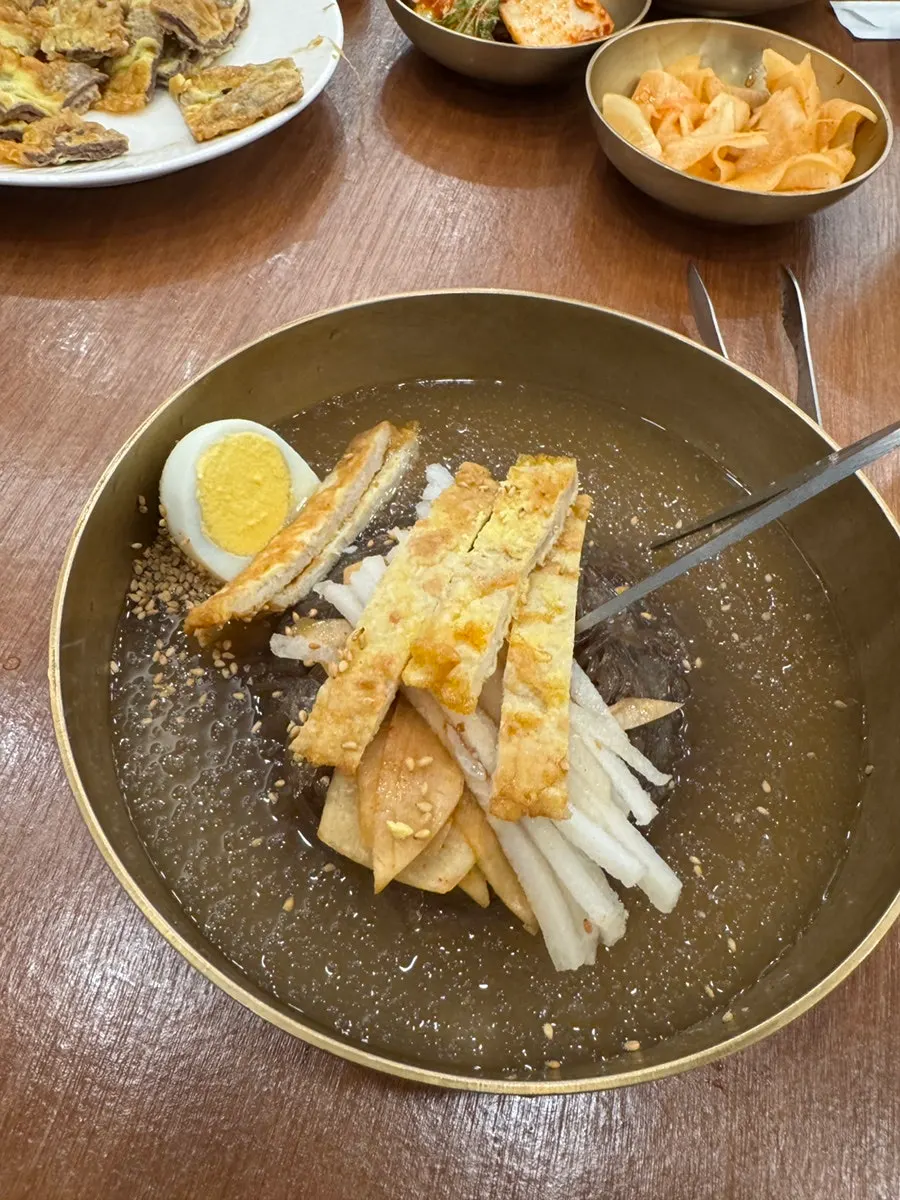 Naengmyeon broth enjoyed together with family