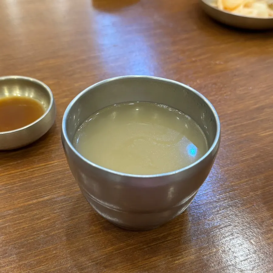 Warm broth from the self-serve bar