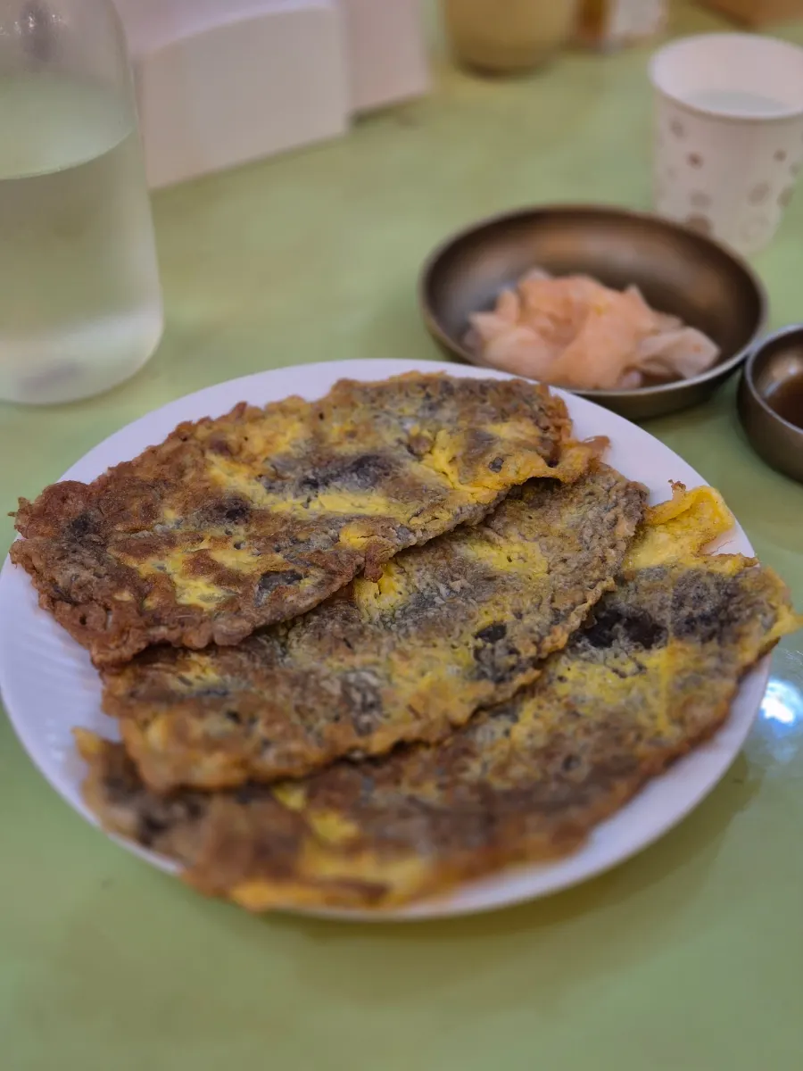 Close-up of the beef yukjeon on the plate