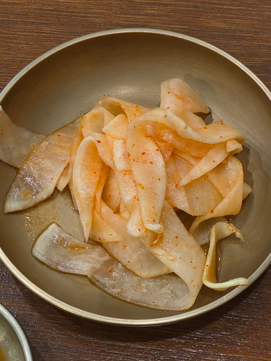 Tangy, crunchy pickled radish side dish