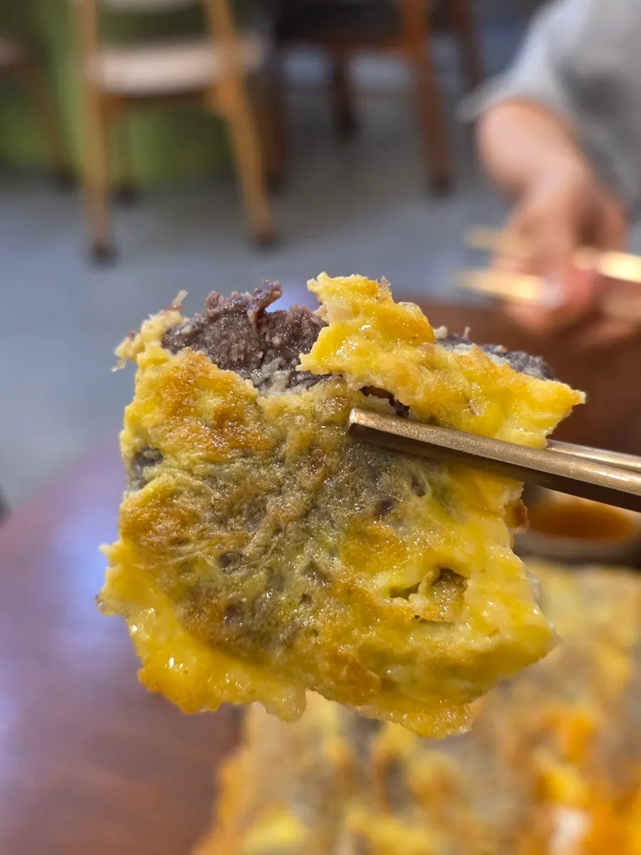 Plate of thinly pan-fried yukjeon