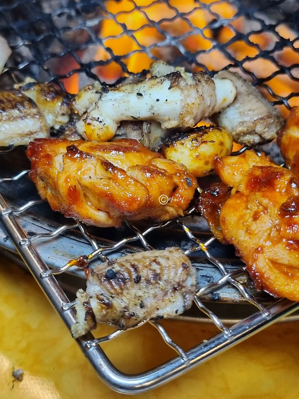 Close-up of smoky seasoned grilled chicken