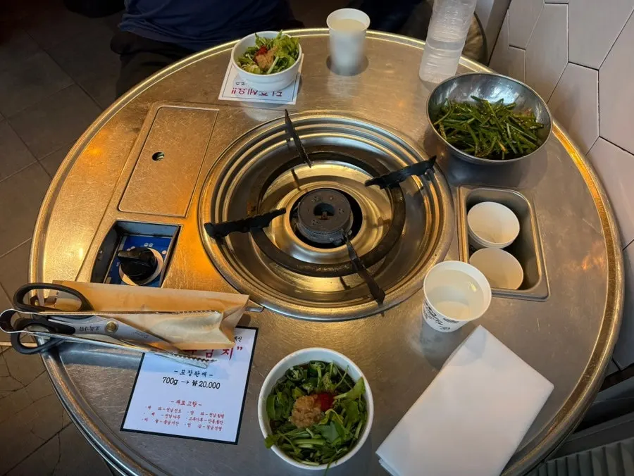 Basic table setting on the round hot-plate table