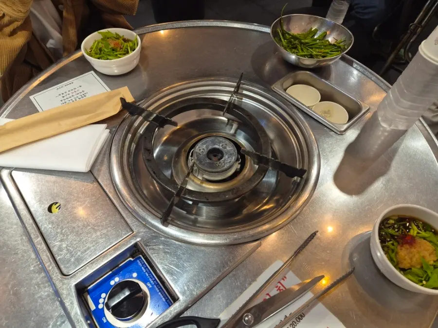 Basic side dishes served at Jinseong Hanwoo Gopchang