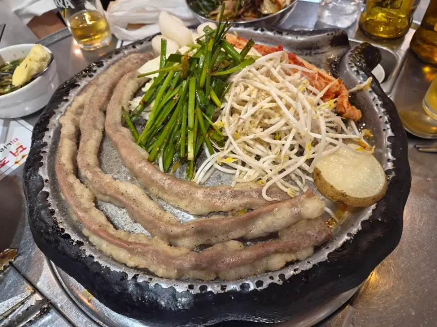 Cleared grill with remaining side ingredients