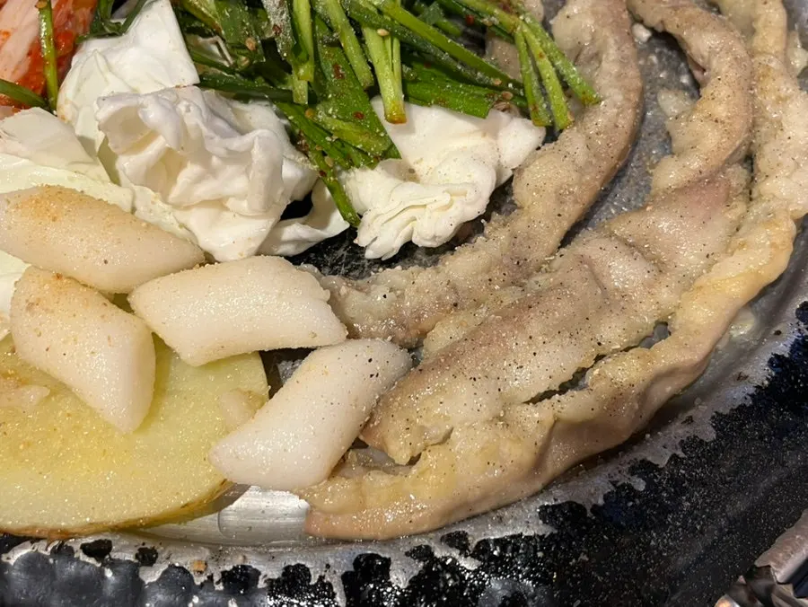 곱창과 함께 나온 야채 모음