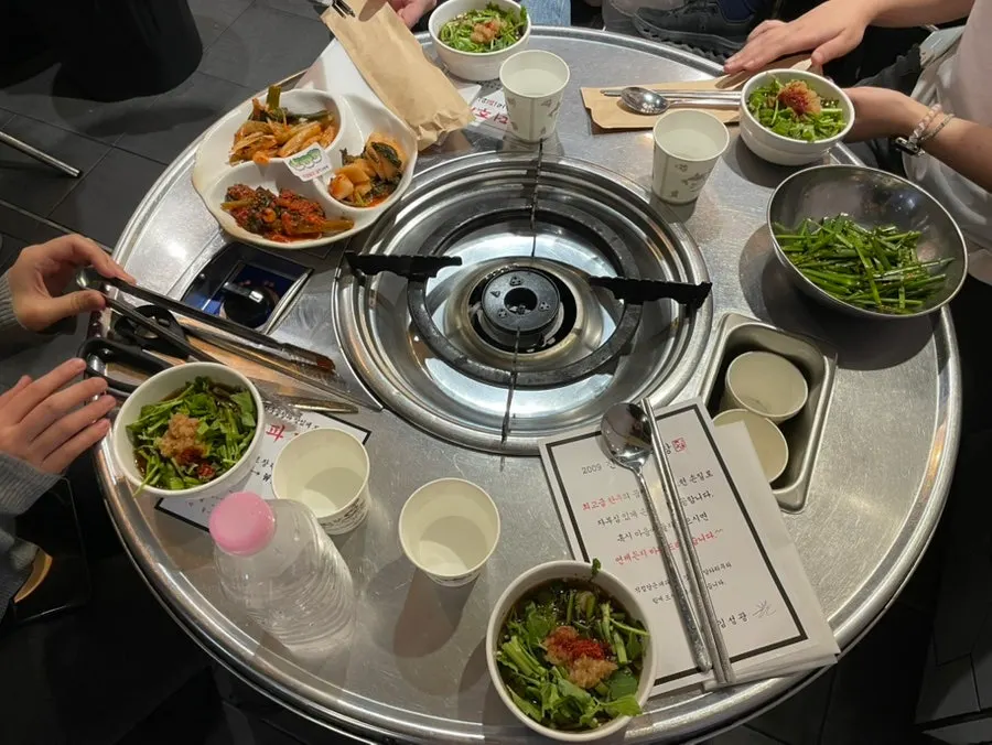 곱창집 기본 찬 세팅 상차림