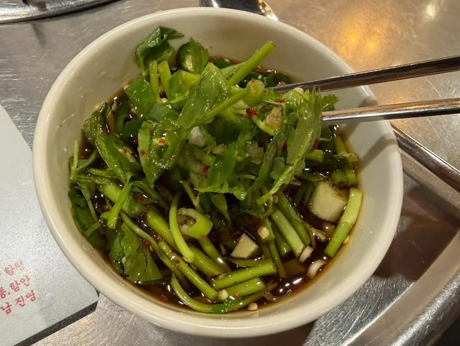 Minari pickled garlic sauce, the restaurant's signature