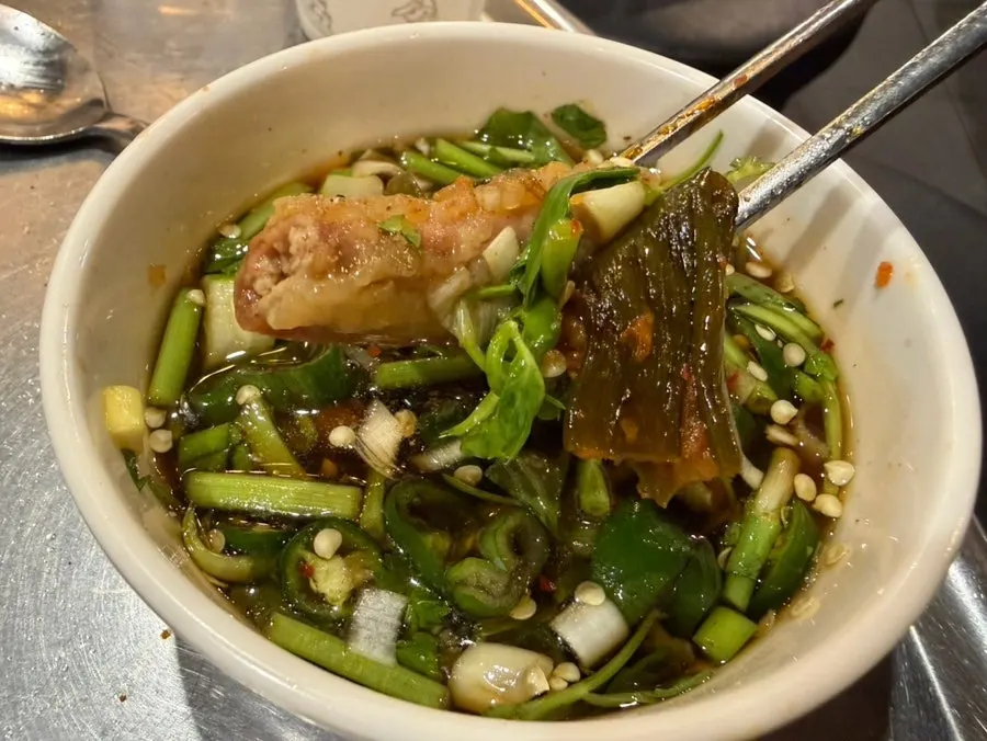 Beef daechang grilled until crisp outside