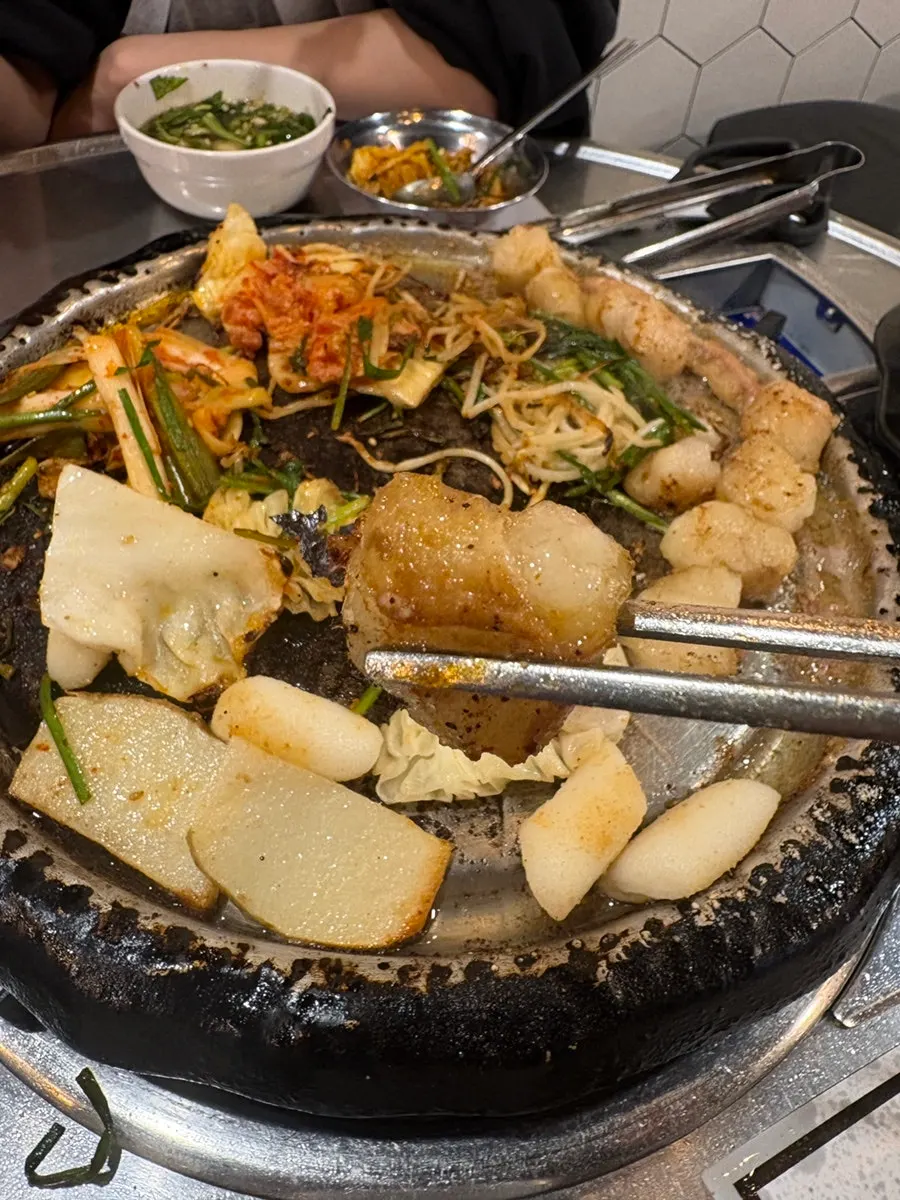 Grilled beef daechang with lots of fat