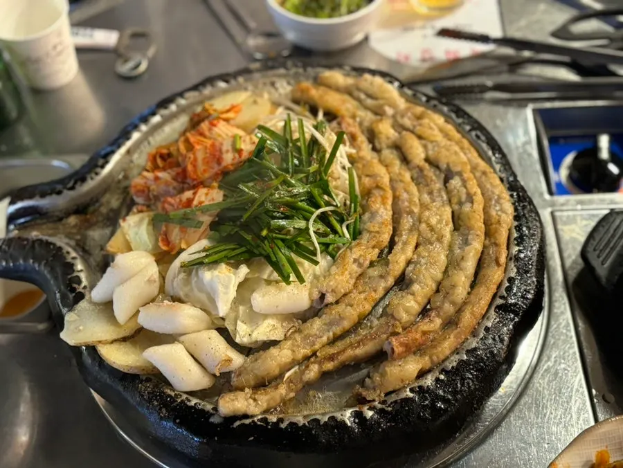 Steamed egg served alongside the meal