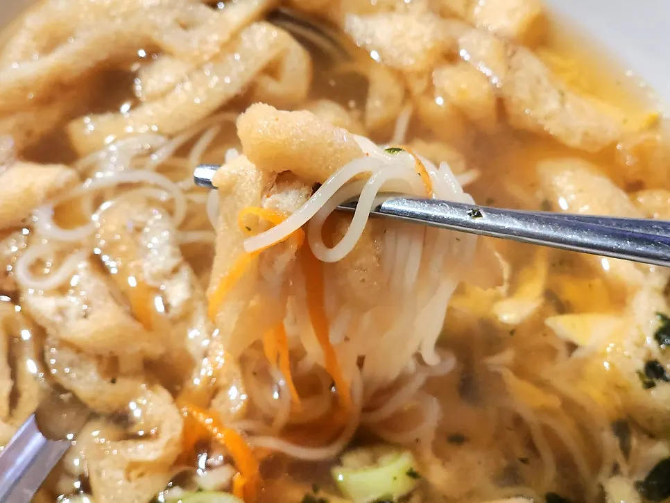 Warm anchovy noodles ordered alongside the gopchang