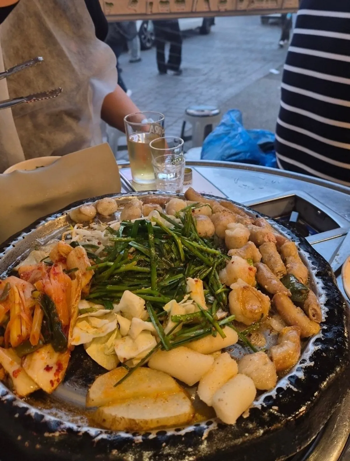 Beef gopchang and daechang on the grill at Jinseong Hanwoo Gopchang Bangi Direct Branch
