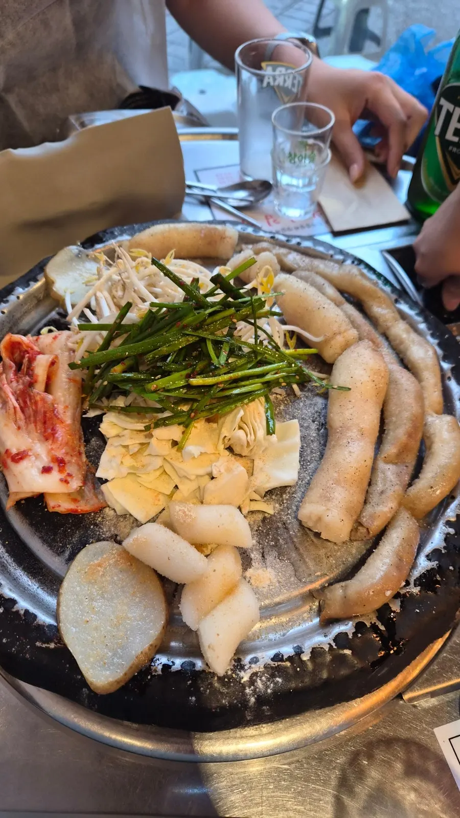 Table set with grill before the food arrives
