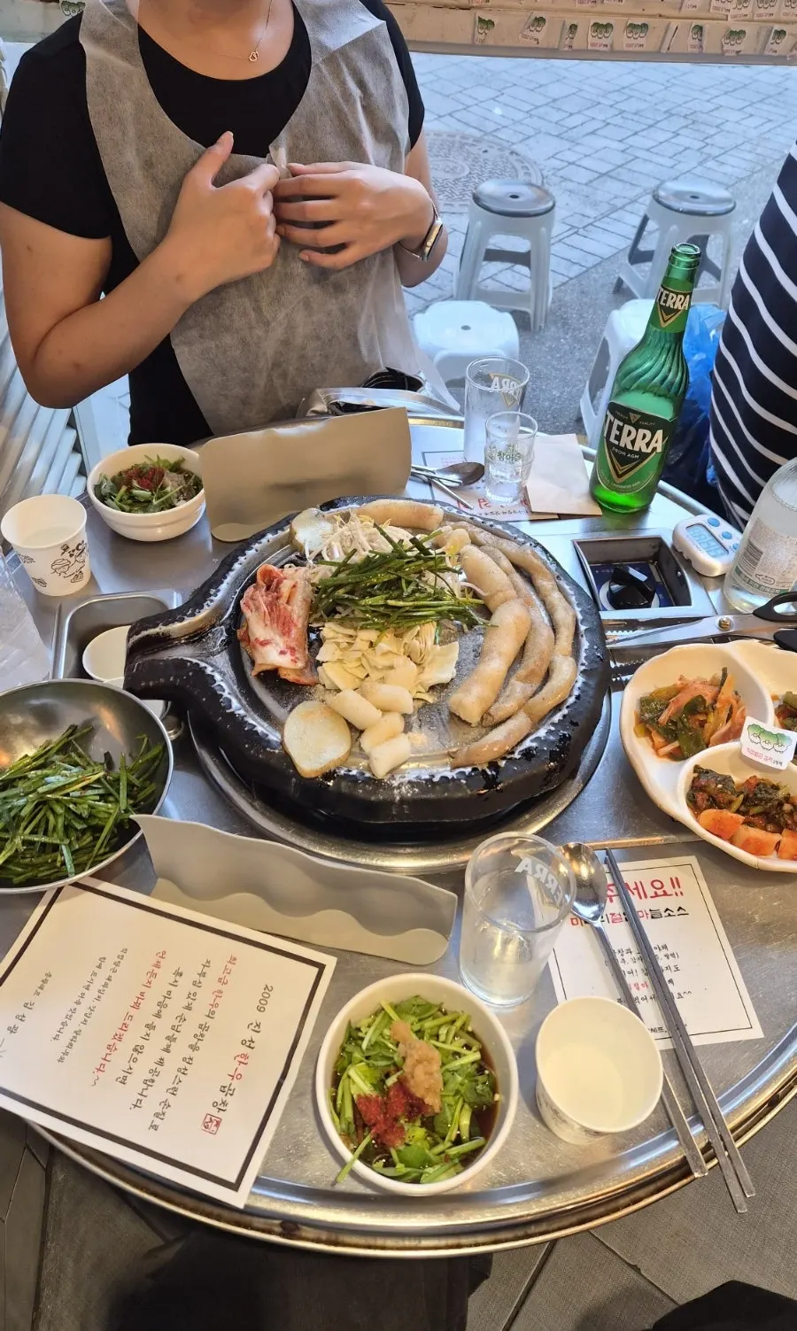 Basic table setting at the gopchang restaurant