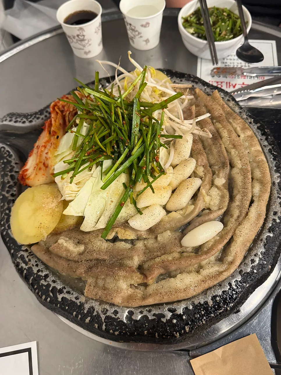 Three servings of raw hanwoo gopchang before hitting the grill