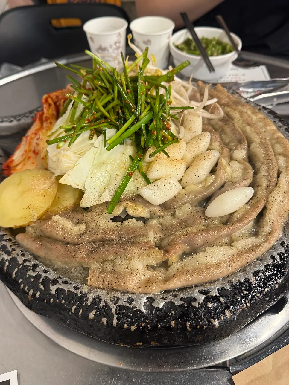 Raw hanwoo gopchang on a plate