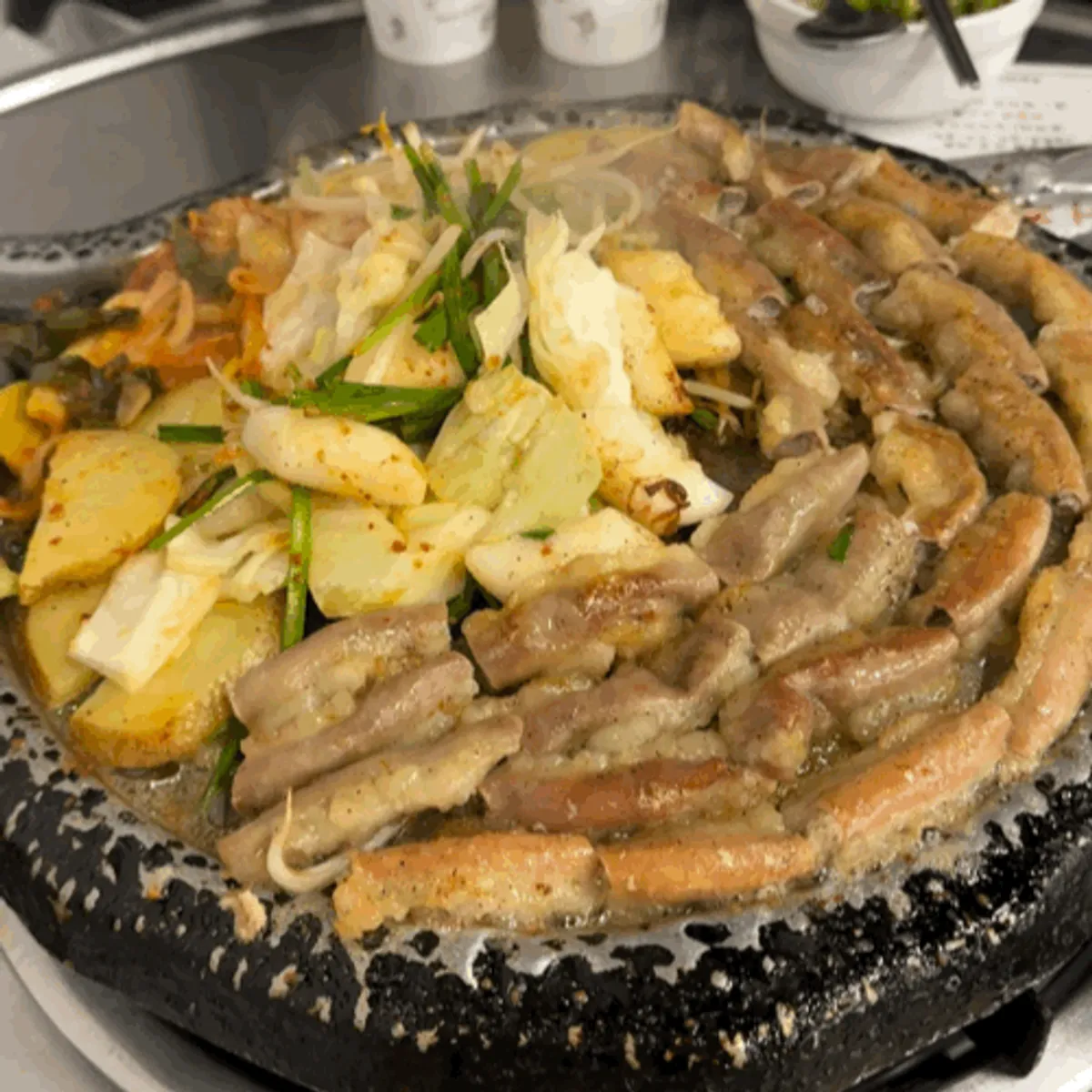 Close-up of perfectly grilled hanwoo gopchang
