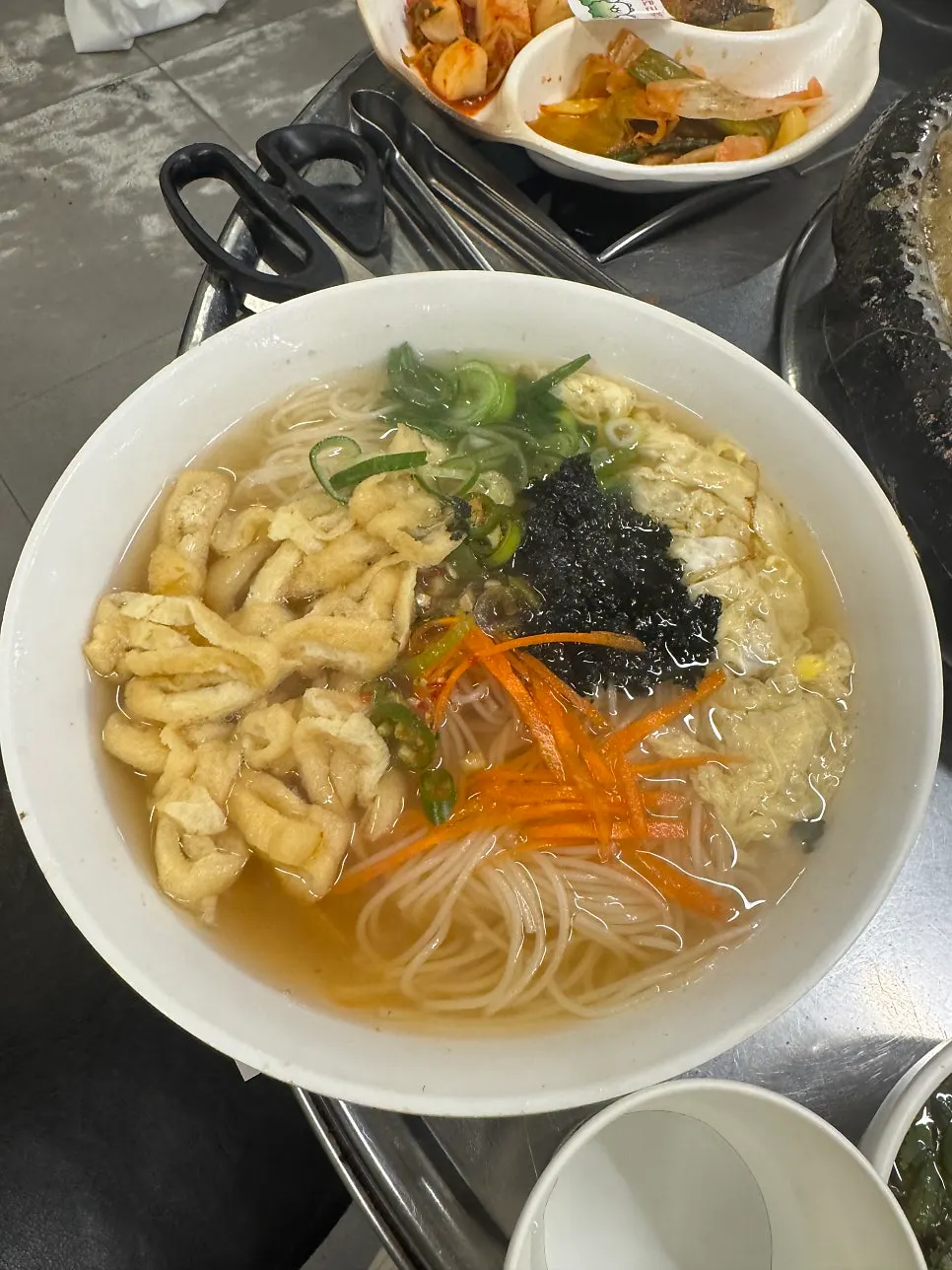 Anchovy noodle soup ordered for dessert